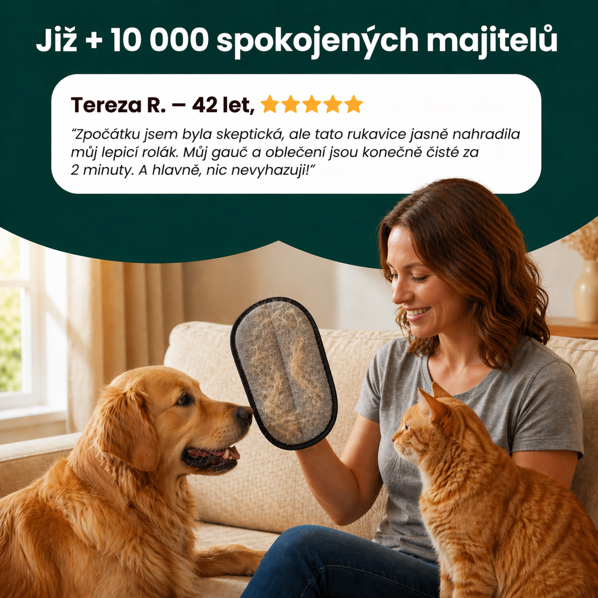 Opakovaně použitelná rukavice na chlupy