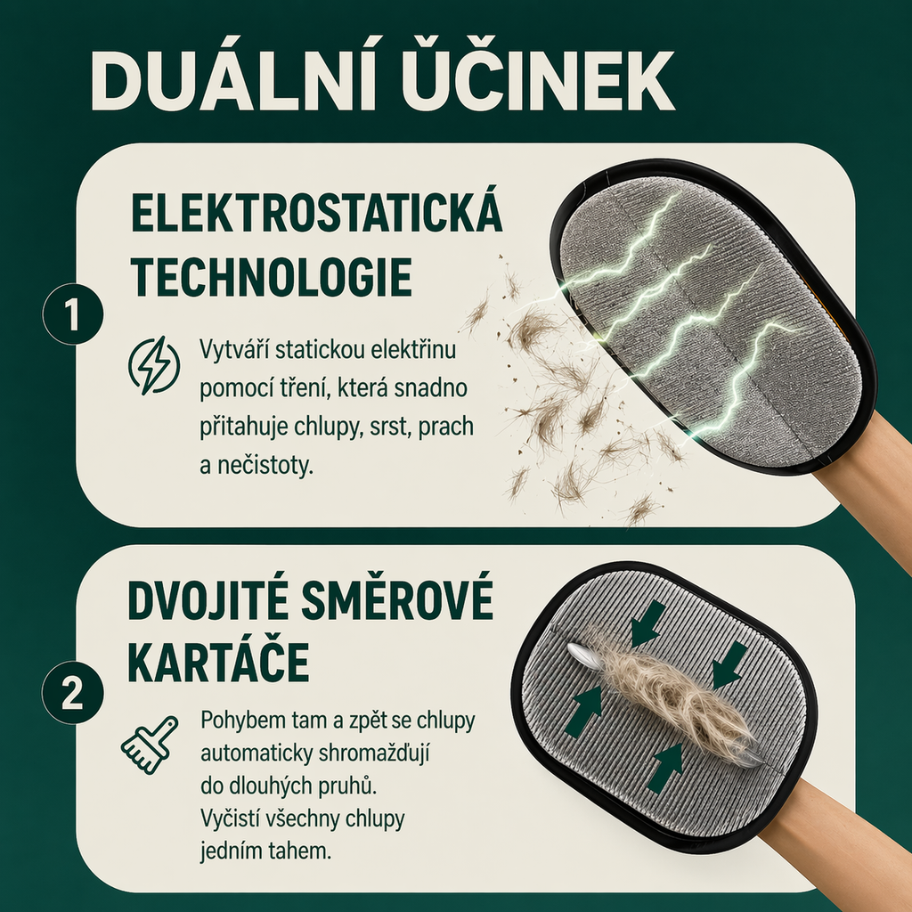 Opakovaně použitelná rukavice na chlupy